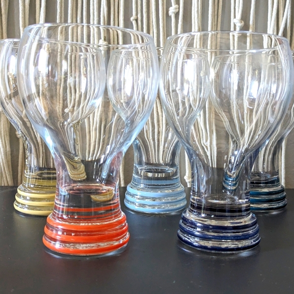 Fiestaware Other - Fiestaware banded drinking glasses set Beautiful homer Laughlin beer goblet 90s